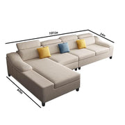 Jayden 4 Seater L Shape Sofa Set for Living Room (Cream Fabric) Left Side