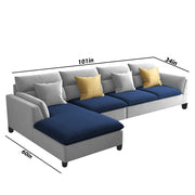 Delton LHS 6 Seater L Shape Sofa Set for Living Room (Blue Grey) Premium Fabric