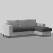 Charmi RHS 4 Seater L Shape Sofa Set for Living Room (Black Grey Fabric) Premium Fabric Sofa