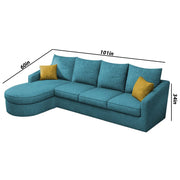 Shrank Round Lounger L Shape 6 Seater Sofa Set for Living Room (Turquise) Fabric Sofa | LHS