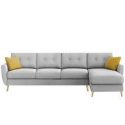 Lizel RHS 6 Seater L Shape Sofa Set with Center Table for Living Room (Grey Fabric) Premium Velvet Fabric Sofa