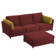 Nairo 4 Seater Interchangeable L Shape Sofa with Ottoman for Living Room (Maroon Fabric)