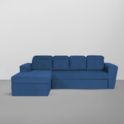Elvi LHS 6 Seater L Shape Sofa Set for Living Room (Blue Fabric) Premium Fabric Sofa