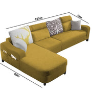 Amanda LHS 6 Seater L Shape,Sofa Set for Living Room (Yellow Fabric)