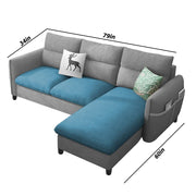 Andon 4 Seater L Shape Sofa Set for Living Room (Light Blue Grey Fabric) Right Side Sofa