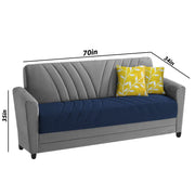 Francis 3 Seater Sofa Set for Living Room (Blue Grey) Fabric