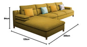 Hudson 6 Seater L Shape Sofa Set for Living Room (Yellow Fabric) Left Side