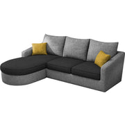 Shrank Round Lounger L Shape 4 Seater Sofa Set for Living Room (Black Grey) Fabric Sofa | LHS
