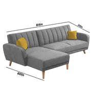 Rino LHS 4 Seater L Shape Sofa Set for Living Room (Grey Fabric)