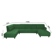 Ragno 8 Seater U Shape Sofa Set for Living Room (Green Fabric) Premium Fabric Sofa