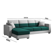 Aden LHS 6 Seater L Shape Sofa Set with 2 Puffy for Living Room (Pine Grey Colour Fabric) Premium Fabric Sofa Set for Living Room