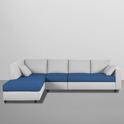 Dorian LHS 6 Seater L Shape Sofa Set for Living Room (Blue Grey Fabric) Premium Fabric Sofa
