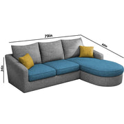 Shrank Round Lounger L Shape 4 Seater Sofa Set for Living Room (Turquise Grey) Fabric Sofa | RHS