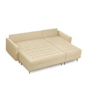 Ashton RHS 4 Seater L Shape Sofa Set with Center Table for Living Room (Cream Fabric) Premium Fabric Sofa