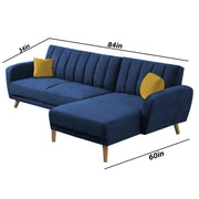 Rino RHS 4 Seater L Shape Sofa Set for Living Room (Blue Fabric)