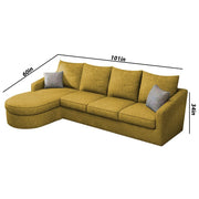 Shrank Round Lounger L Shape 6 Seater Sofa Set for Living Room (Yellow) Fabric Sofa | LHS