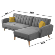Rino RHS 4 Seater L Shape Sofa Set for Living Room (Grey Fabric)