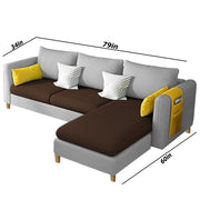 Asser RHS 4 Seater L Shape Sofa Set for Living Room (Brown Grey) Premium Fabric Sofa