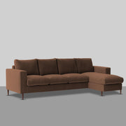 Charmi RHS 6 Seater L Shape Sofa Set for Living Room (Brown Fabric) Premium Fabric Sofa