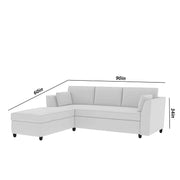 Blustin LHS 4 Seater L Shape Sofa Set for Living Room (Grey Fabric) Premium Fabric Sofa