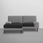 Latieo LHS 2 Seater Lounger L Shape Sofa Set for Living Room (Black Grey) Premium Fabric Sofa