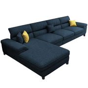 Anver 5 Seater L Shape Sofa Set for Living Room (Blue) Left Side