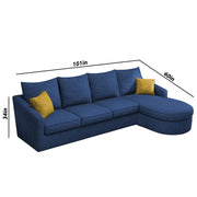 Shrank Round Lounger L Shape 6 Seater Sofa Set for Living Room (Blue) Fabric Sofa | RHS