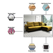 Stella LHS 4 Seater L Shape Sofa Set for Living Room (Yellow) Premium Velvet Fabric Sofa