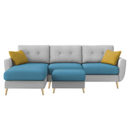 Lizel LHS 4 Seater L Shape Sofa Set with Center Table for Living Room (Turquise Grey Fabric) Premium Velvet Fabric Sofa
