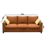 Rihan 3 Seater Sofa Set Living Room (Orange Fabric)