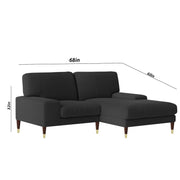 Latieo RHS 2 Seater Lounger L Shape Sofa Set for Living Room (Black) Premium Fabric Sofa