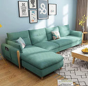Hudson LHS 5 Seater L Shape Sofa Set for Living Room (Light Green Fabric)