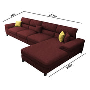 Anver 5 Seater L Shape Sofa Set for Living Room (Maroon) Right Side