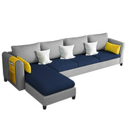 Asser LHS 6 Seater L Shape Sofa Set for Living Room (Blue Grey) Premium Fabric Sofa