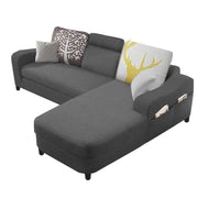 Amanda RHS 4 Seater L Shape,Sofa Set for Living Room (Black Fabric)