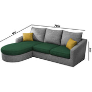 Shrank Round Lounger L Shape 4 Seater Sofa Set for Living Room (Green Grey) Fabric Sofa | LHS