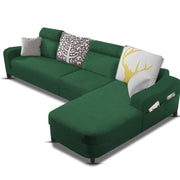 Amanda RHS 6 Seater L Shape,Sofa Set for Living Room (Green Fabric)