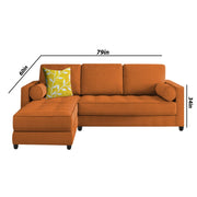 Sthone LHS 6 Seater L Shape Sofa Set for Living Room (Orange Fabric)