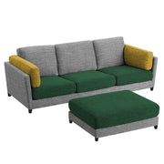 Nairo 4 Seater Interchangeable L Shape Sofa with Ottoman for Living Room (Green Grey Fabric)