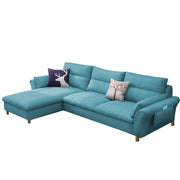Hudson 4 Seater L Shape Sofa Set for Living Room (Blue Fabric) Left Side