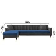 Garcia LHS 6 Seater L Shape Sofa Set for Living Room (Black Grey - Colour) Premium Fabric Sofa Set