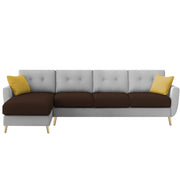 Lizel LHS 6 Seater L Shape Sofa Set for Living Room (Brown Grey Fabric) Premium Velvet Fabric Sofa
