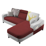 Amanda RHS 4 Seater L Shape,Sofa Set for Living Room (Maroon Grey Fabric)