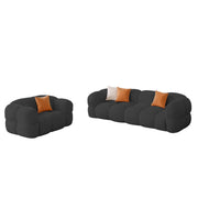 Vetras Modern Velvet Bubble Cloud Sofa, Tufted Design Upholstered 3+1 Seater Sofa Set for Living Room, (Black Colour) Premium Velvet Fabric Sofa