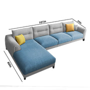 Hazer 6 Seater Sofa Set for Living Room (Light Blue Grey Fabric) Left Side Sofa
