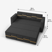 Casaliving Mordo 3 Seater Sofa Cum Bed for Living Room (Black Fabric) Premium Fabric Sofa Set