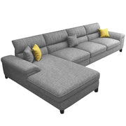 Anver 5 Seater L Shape Sofa Set for Living Room (Grey) Left Side