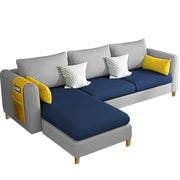 Asser LHS 4 Seater L Shape Sofa Set for Living Room (Blue Grey) Premium Fabric Sofa