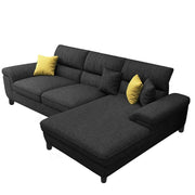 Anver 4 Seater L Shape Sofa Set for Living Room (Black) Right Side