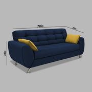 Leadown 3 Seater Sofa for Living Room (Blue) Premium Fabric Sofa